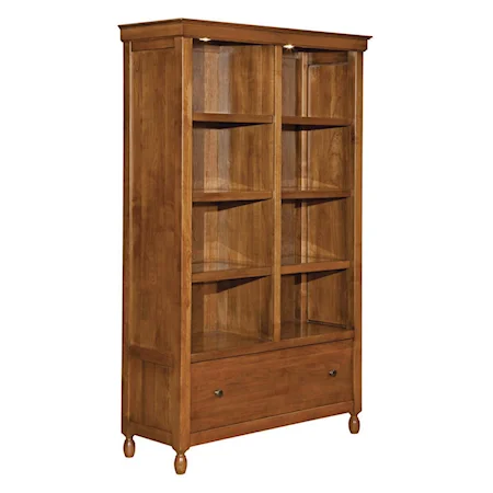 Hampshire Shaker Style Lighted Cabinet with Six Shelves & One File Drawer